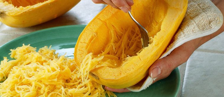 Which nutty autumn squash is shredded to replace noodles in comforting bowls?