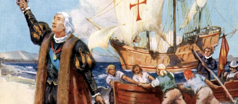 Which explorer reached the Americas in 1492 under the Spanish flag?
